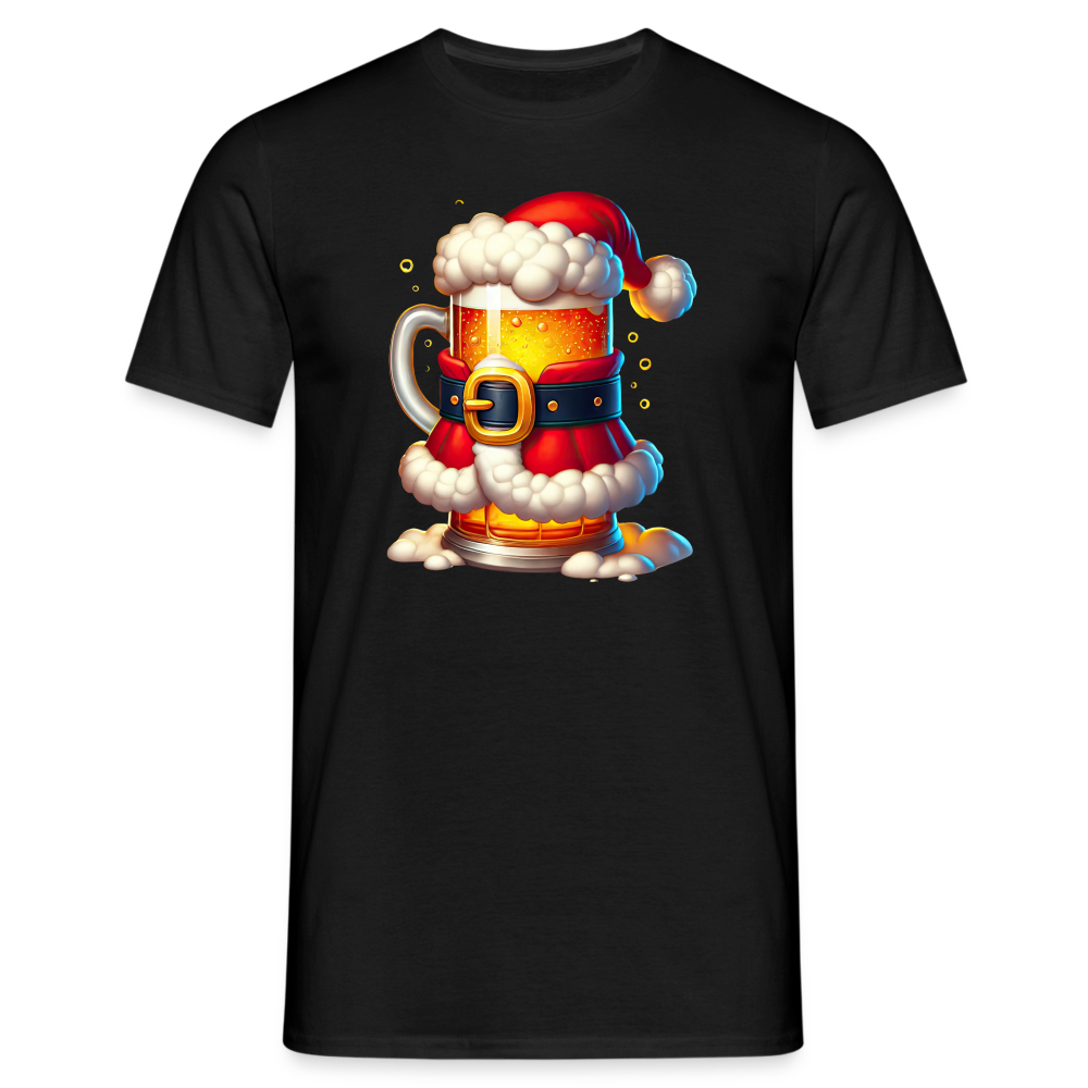 Bier als Weihnachtsmann Santa Lustiges Weihnachts T-Shirt - Schwarz