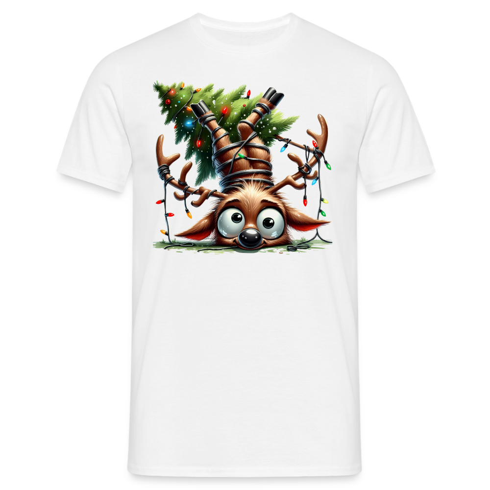 Weihnachten Witziges Rentier mit Weihnachtsbaum Lustiges Weihnachts T-Shirt - Weiß