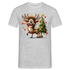 Weihnachten Witziges Rentier mit Weihnachtsbaum Lichterkette Lustiges Weihnachts T-Shirt - Grau meliert