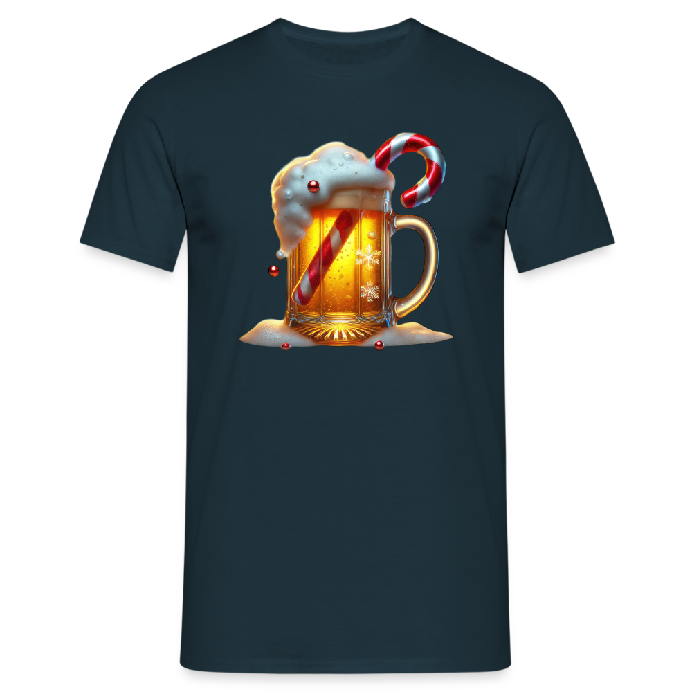 Weihnachten Bier Lustiges Weihnachts T-Shirt - Navy