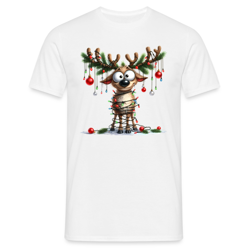 Weihnachten Lustiges Rentier als Weihnachtsbaum Lustiges Weihnachts T-Shirt - Weiß