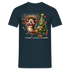 Weihnachten Witziges Rentier mit Weihnachtsbaum Lichterkette Lustiges Weihnachts T-Shirt - Navy