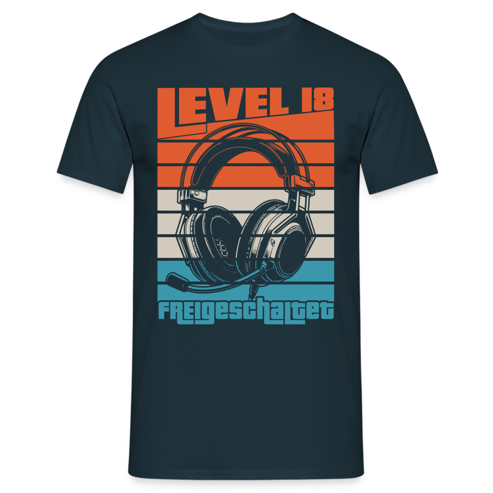 18. Geburtstag LEVEL 18 freigeschaltet Gamer Gaming Shirt - Lustiges Geschenk T-Shirt - Navy