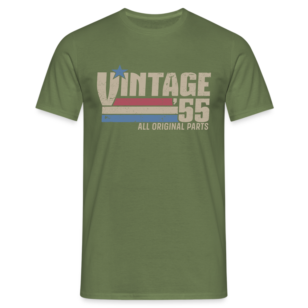 70. Geburtstag Jahrgang 1955 Vintage 55 Original Parts Retro Geschenk T-Shirt - Militärgrün