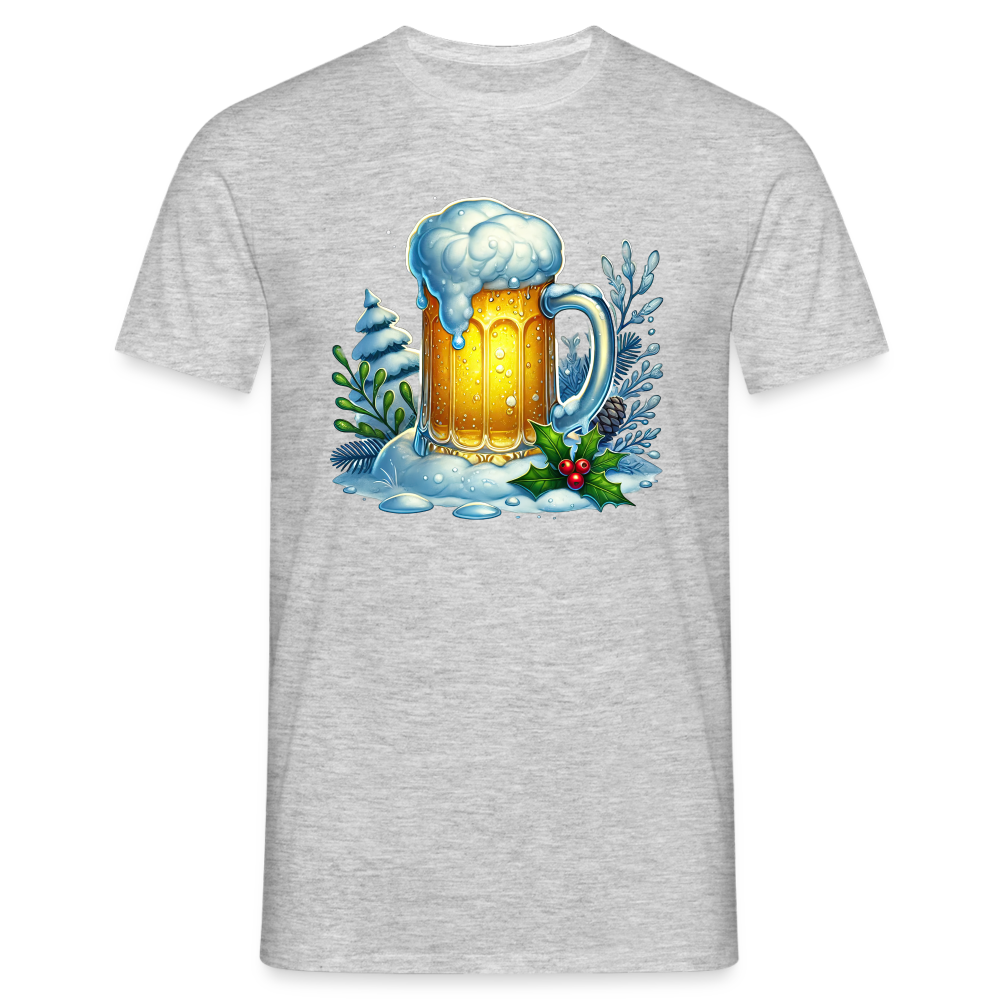 Bier Lustiges Weihnachts T-Shirt - Grau meliert