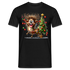 Weihnachten Witziges Rentier mit Weihnachtsbaum Lichterkette Lustiges Weihnachts T-Shirt - Schwarz