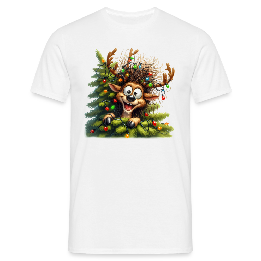 Weihnachten Lustiges Rentier im Weihnachtsbaum Lustiges Weihnachts T-Shirt - Weiß