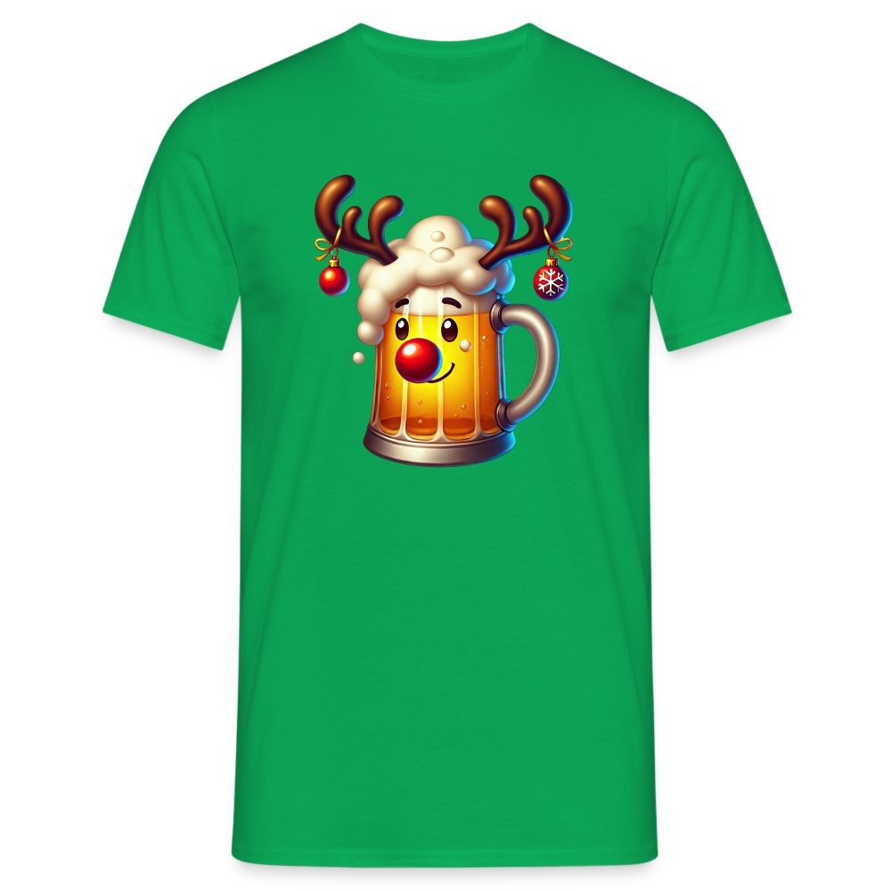 Weihnachten Rentier Bier Bierglas Mit Geweih Lustiges Weihnachts T-Shirt - Kelly Green