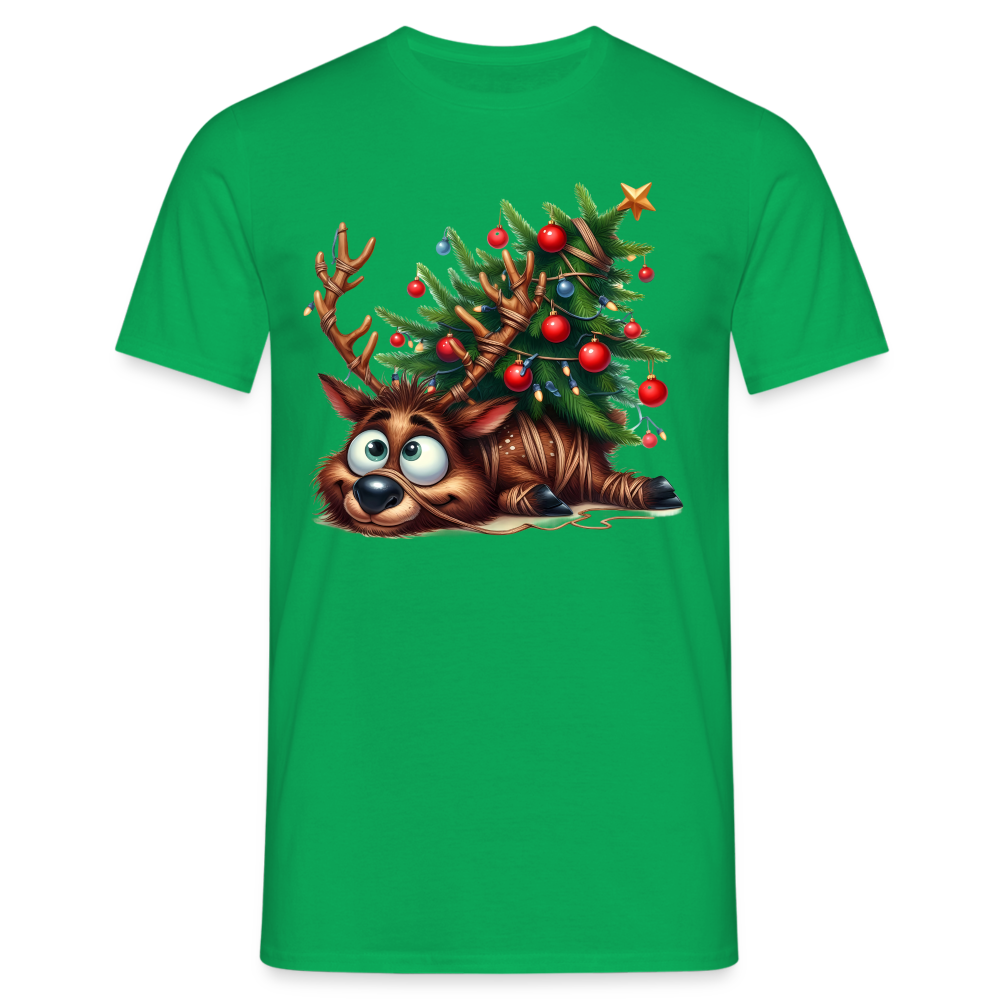 Weihnachten Lustiges Rentier Liegt unter Weihnachtsbaum Lustiges Weihnachts T-Shirt - Kelly Green