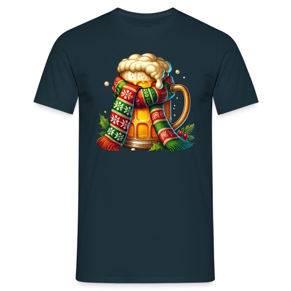 Weihnachten Kostüm Bier Lustiges Weihnachts T-Shirt - Navy