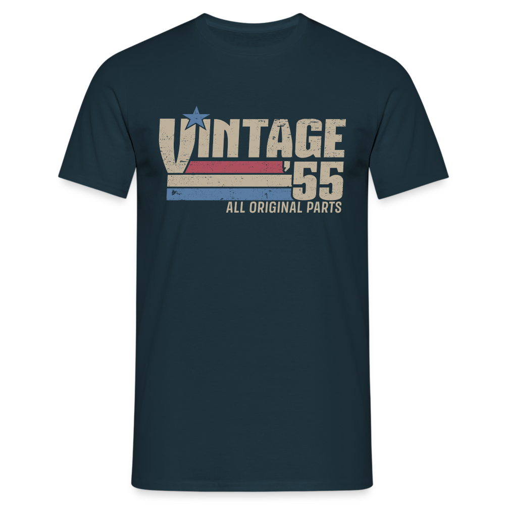 70. Geburtstag Jahrgang 1955 Vintage 55 Original Parts Retro Geschenk T-Shirt - Navy