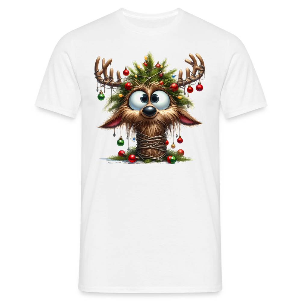 Weihnachten Witziges Rentier mit Weihnachtsbaum Lustiges Weihnachts T-Shirt - Weiß