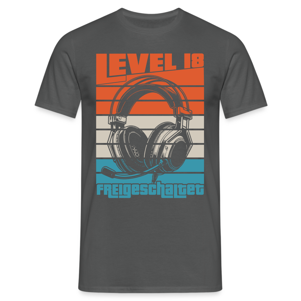 18. Geburtstag LEVEL 18 freigeschaltet Gamer Gaming Shirt - Lustiges Geschenk T-Shirt - Anthrazit