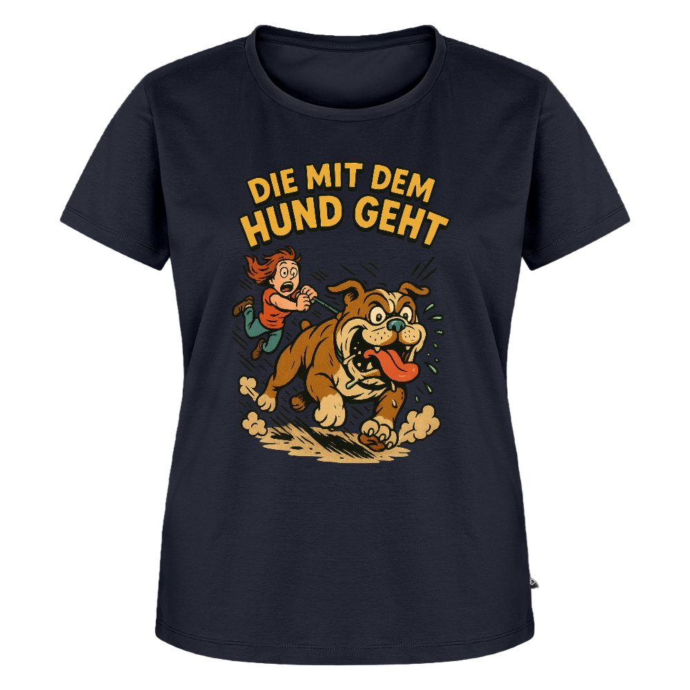 Hundeliebhaber Geschenkidee Die mit dem Hund geht Frauen Premium T-Shirt - Navy