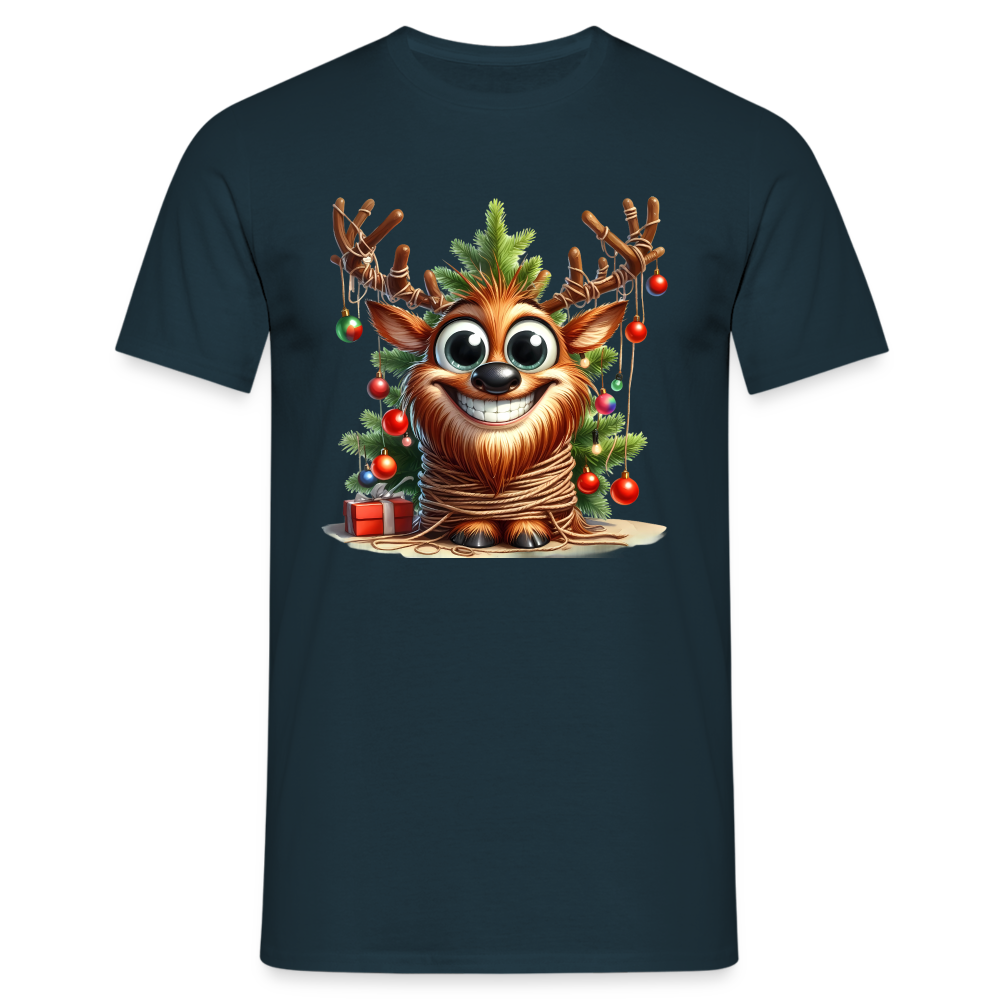 Weihnachten Süßes Rentier mit Weihnachtsbaum Lustiges Weihnachts T-Shirt - Navy