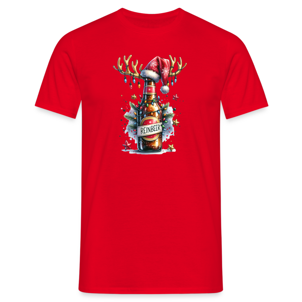 Weihnachten Rentier Bier Reinbeer Lustiges Weihnachts T-Shirt - Rot