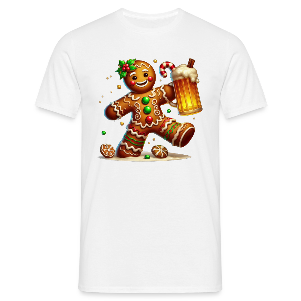 Lebkuchen Gingerbread mit Bier Lustiges Weihnachts T-Shirt - Weiß