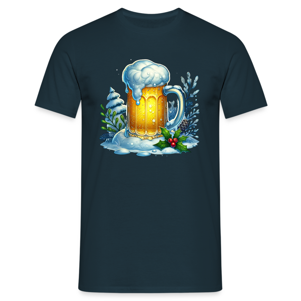 Bier Lustiges Weihnachts T-Shirt - Navy