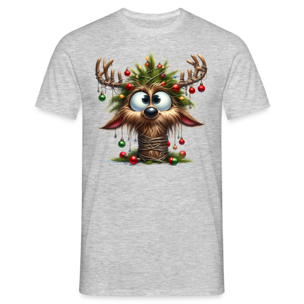 Weihnachten Witziges Rentier mit Weihnachtsbaum Lustiges Weihnachts T-Shirt - Grau meliert