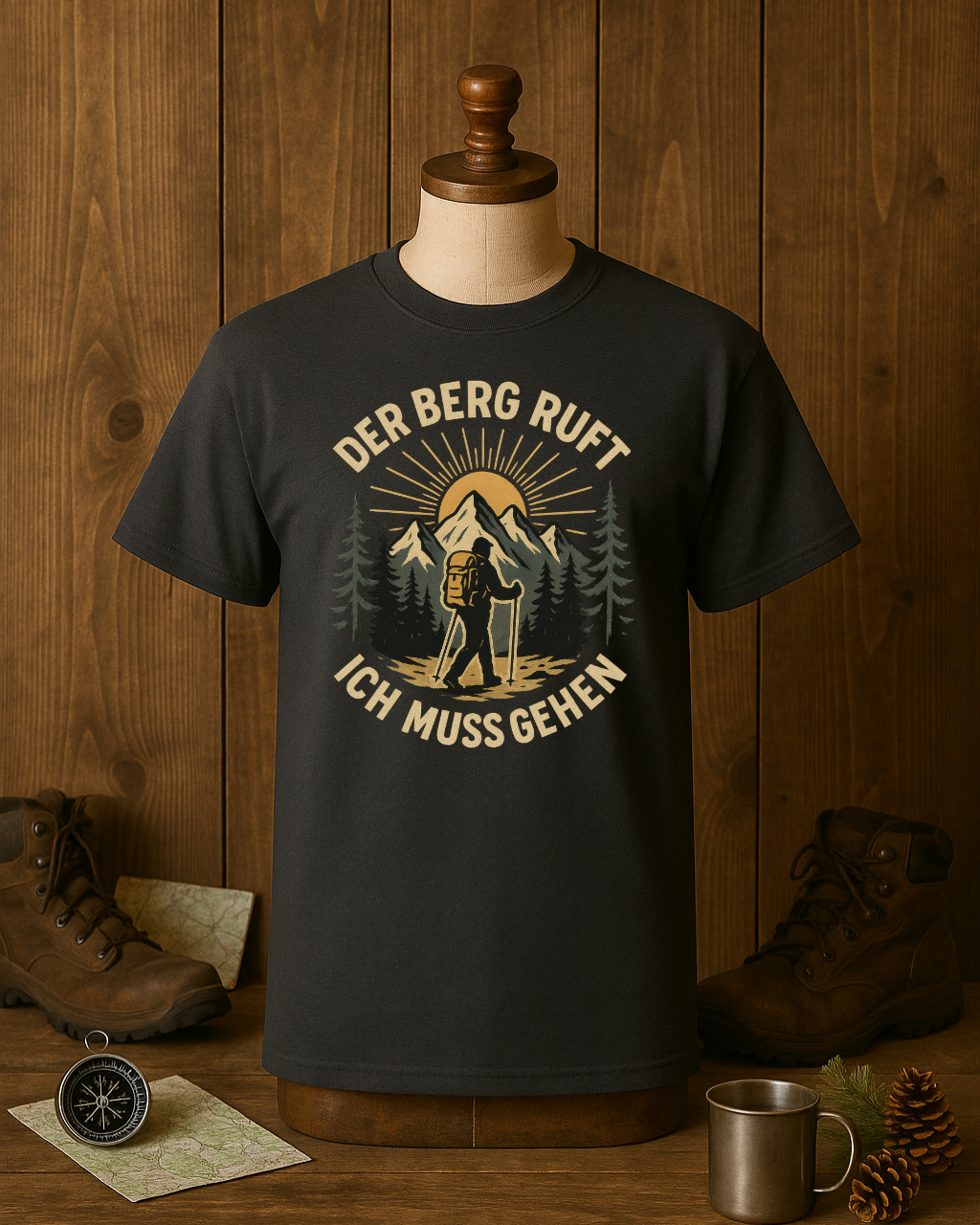 Wandern Berge Shirt - Bergmensch - Der Berg Ruft Lustiges T-Shirt