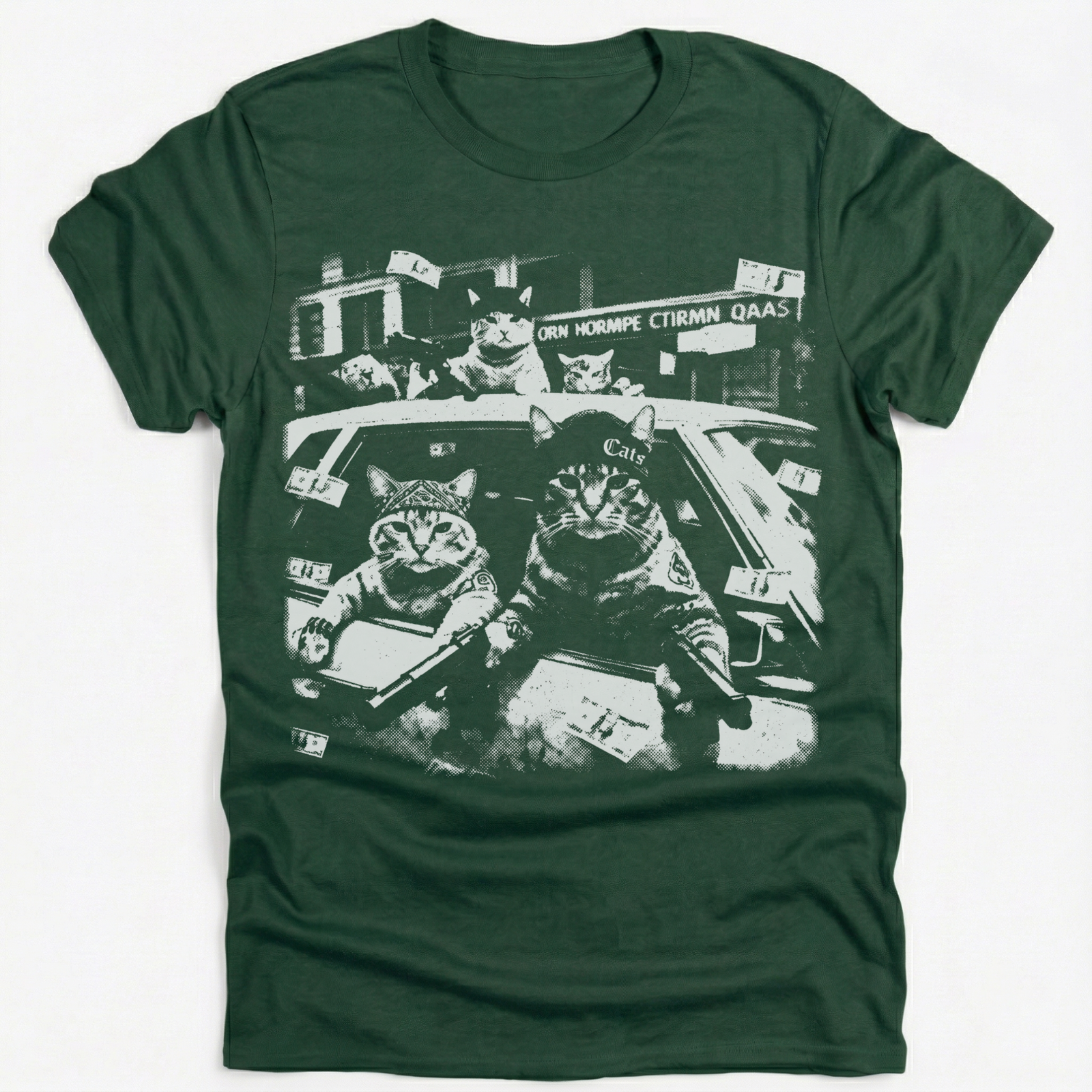 Gangster Cat Gang Vintage T-Shirt – Lustiges Hip Hop Katzen Shirt im 90s Streetwear Look – Coole Geschenkidee für Katzenliebhaber