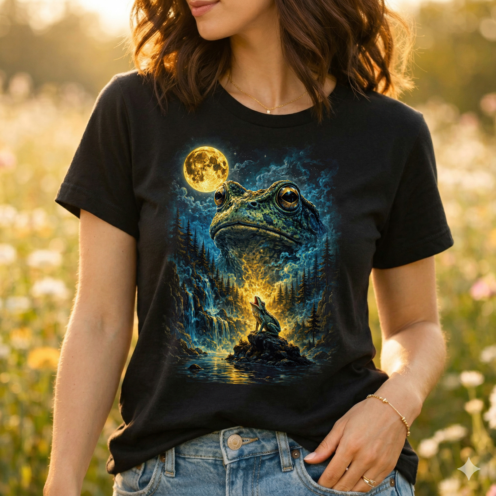 Heulender Frosch T-Shirt Lustig, Wolf Moon Parodie Shirt, Oversized Frosch Geschenk für Sie & Ihn, Epic Frog Meme Grafik Oberteil