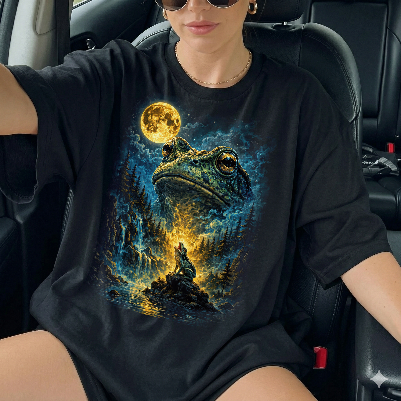 Heulender Frosch T-Shirt Lustig, Wolf Moon Parodie Shirt, Oversized Frosch Geschenk für Sie & Ihn, Epic Frog Meme Grafik Oberteil
