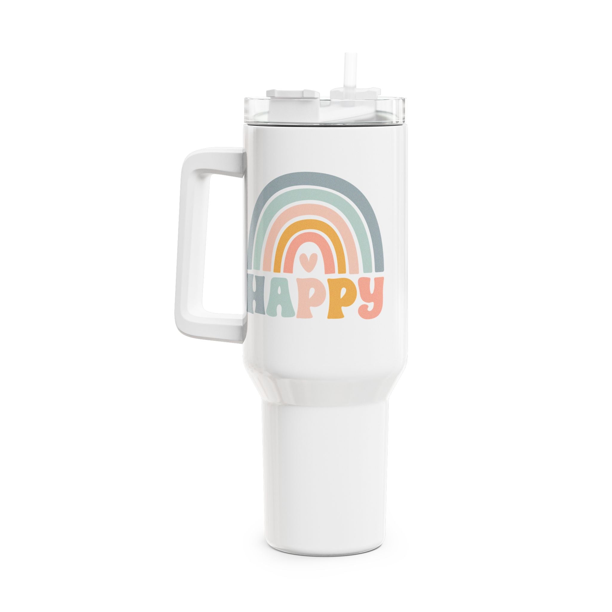 Happy Regenbogen -  70s Hippy Style - Cooles Statement - Thermobecher 1,18 Liter