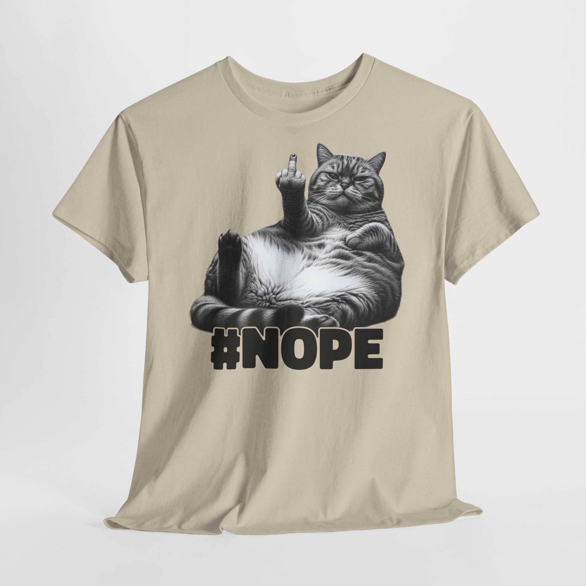 Lustige fette faule Katze mit Mittelfinger - NOPE keine Lust - Lustiges T-Shirt