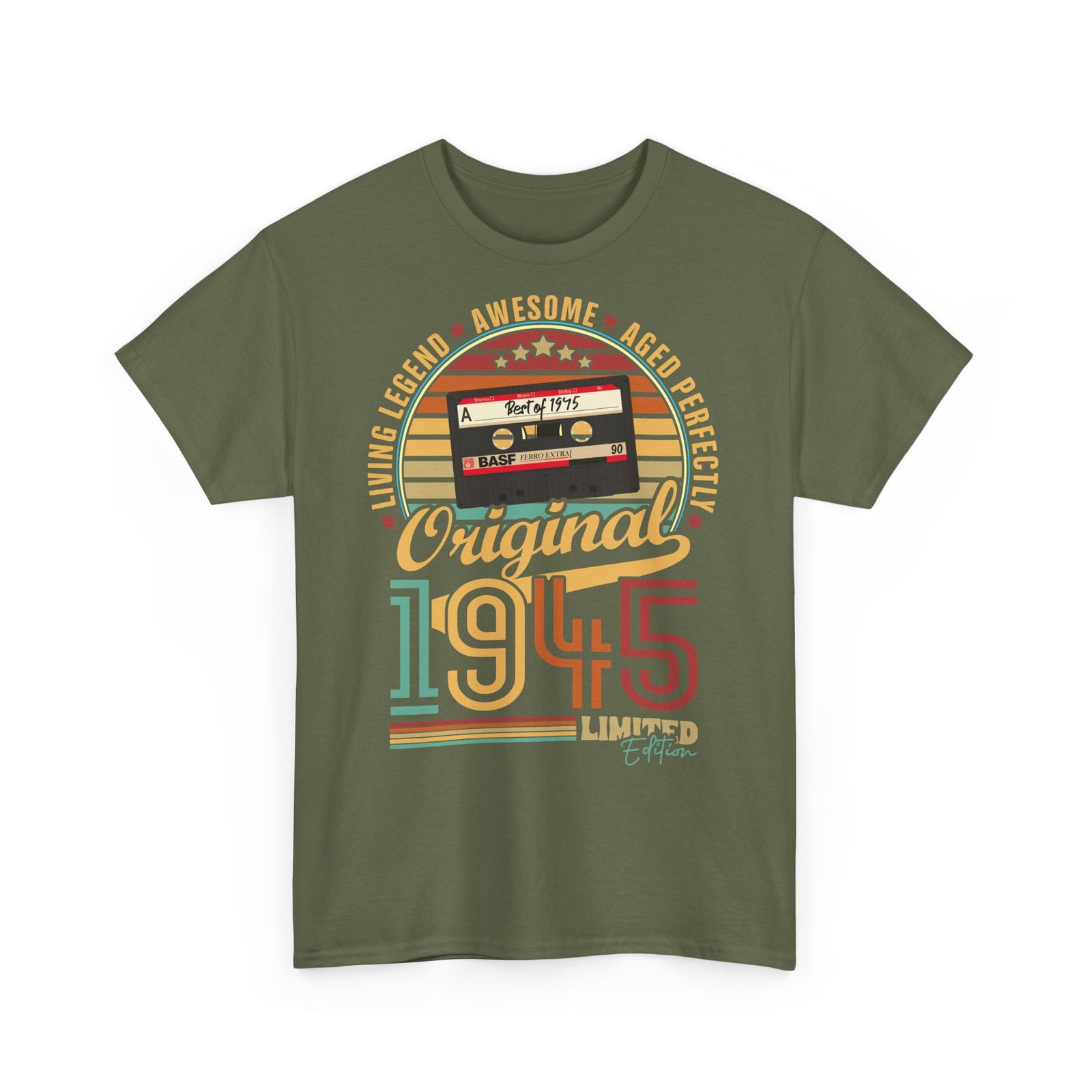 80. Geburtstag Geboren 1945 Retro Kassette Limited Edition Geschenk T-Shirt