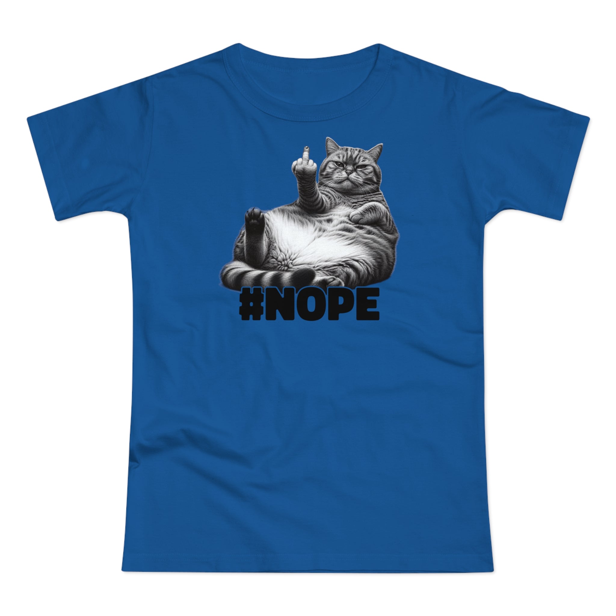 Funny fat lazy cat with middle finger - NOPE no desire - Women's T-Shirt