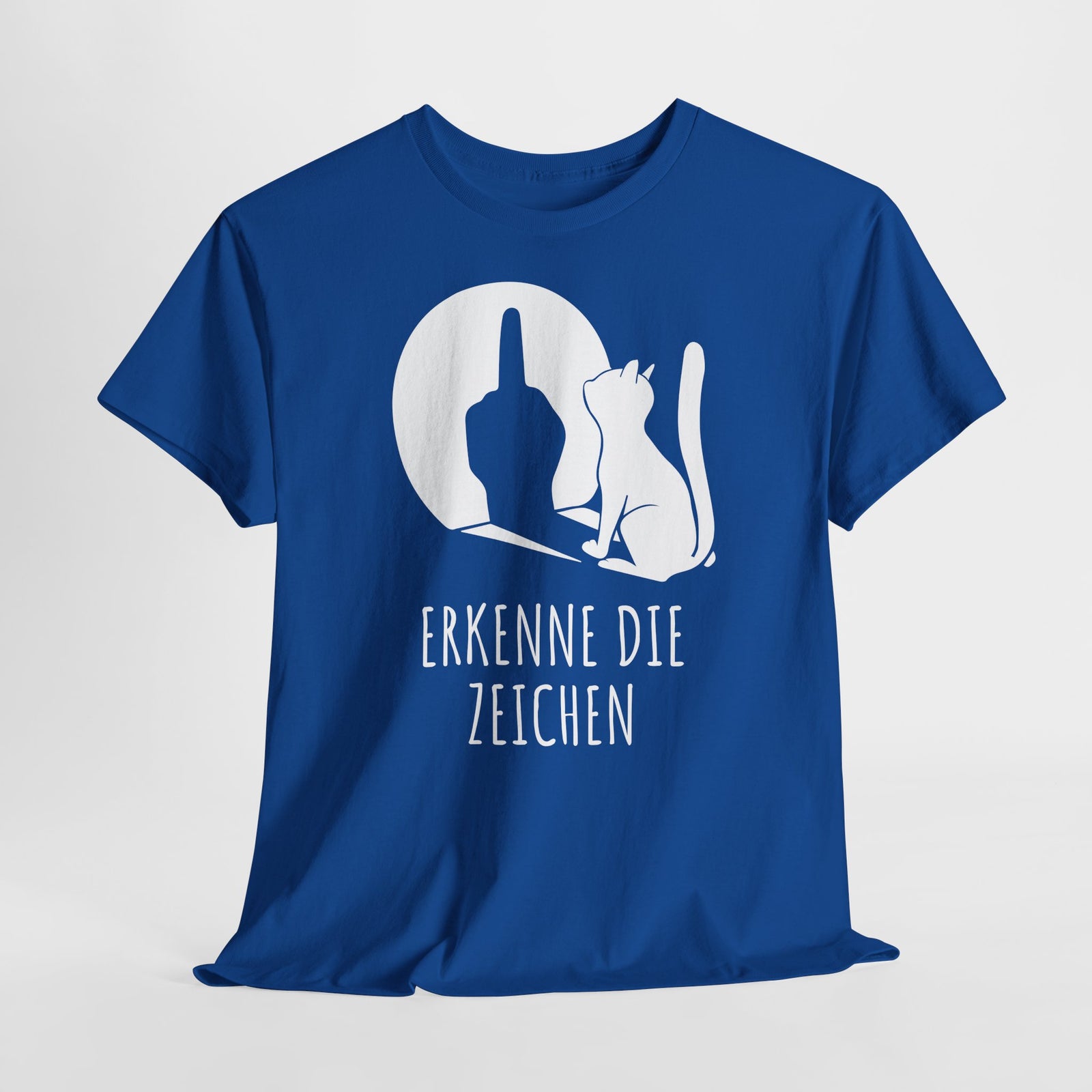 Lustige Katze Schatten Schattenspiel Mittelfinger Erkenne die Zeichen T-Shirt