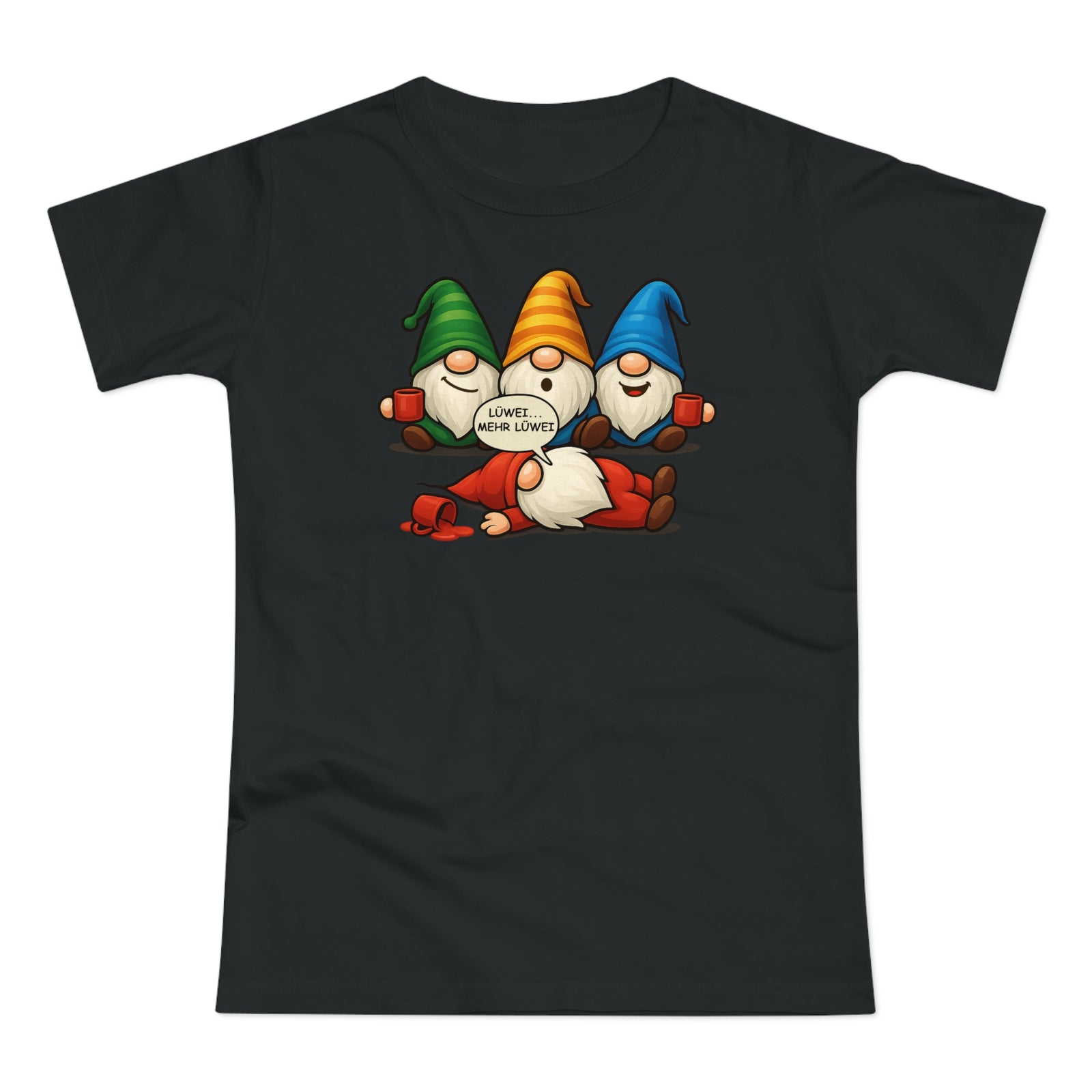 Lustige Glühwein Wichtel – Mehr Lüwei – Betrunkene Weihnachtsgnome Frauen Shirt