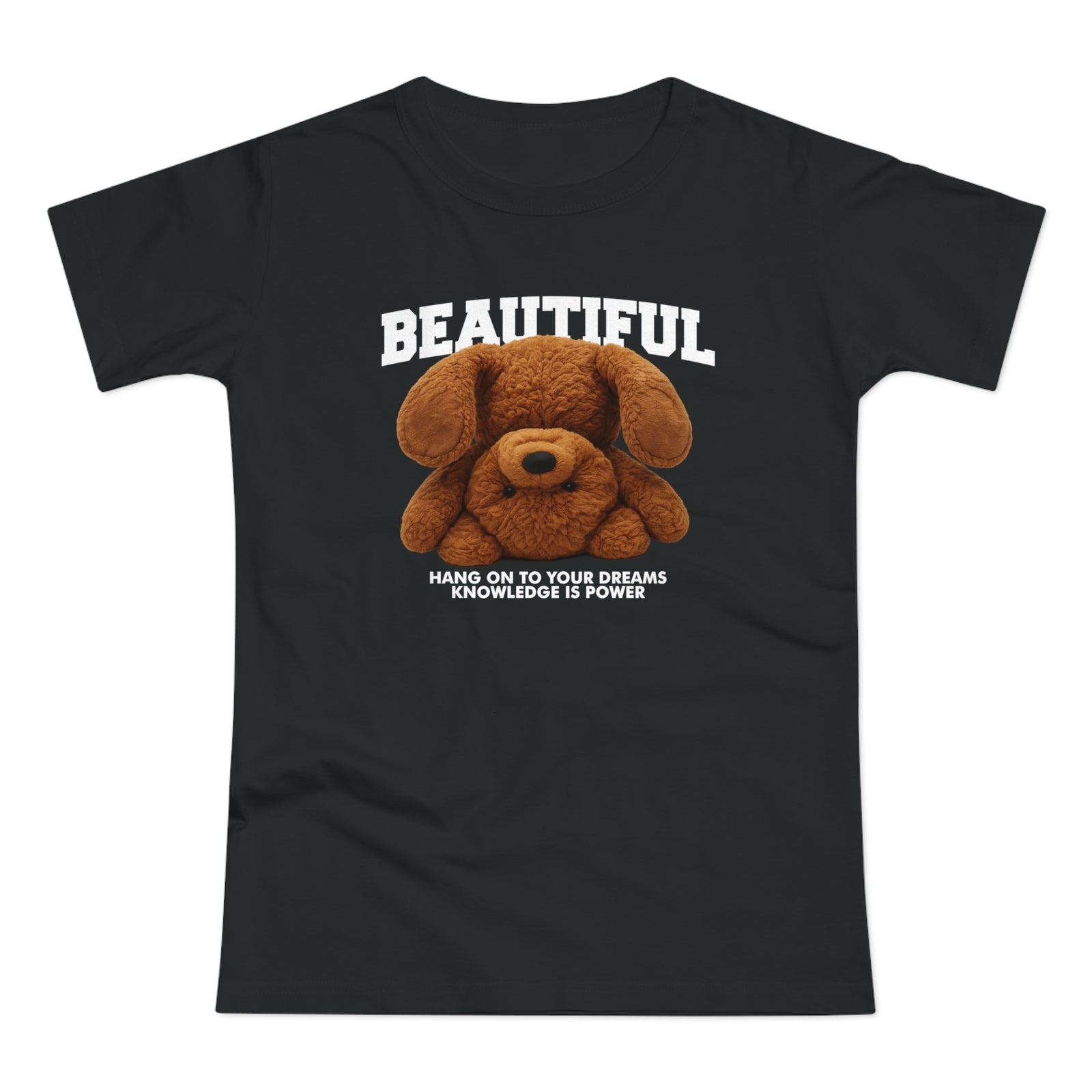 Kopfüber Teddy Bär T-Shirt – Realistisches Plüsch Design - Hang On Your Dreams - Damen Shirt