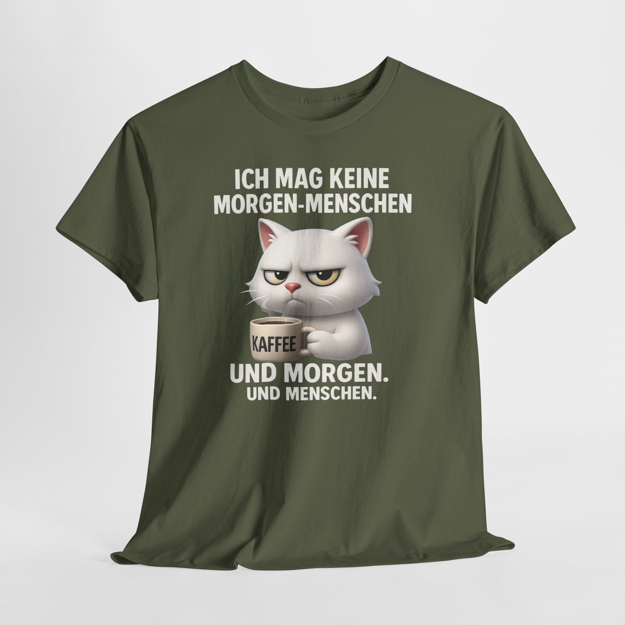 Mürrische Katze Comic Morgenhasser – Lustiges Kaffee Shirt für Morgenmuffel