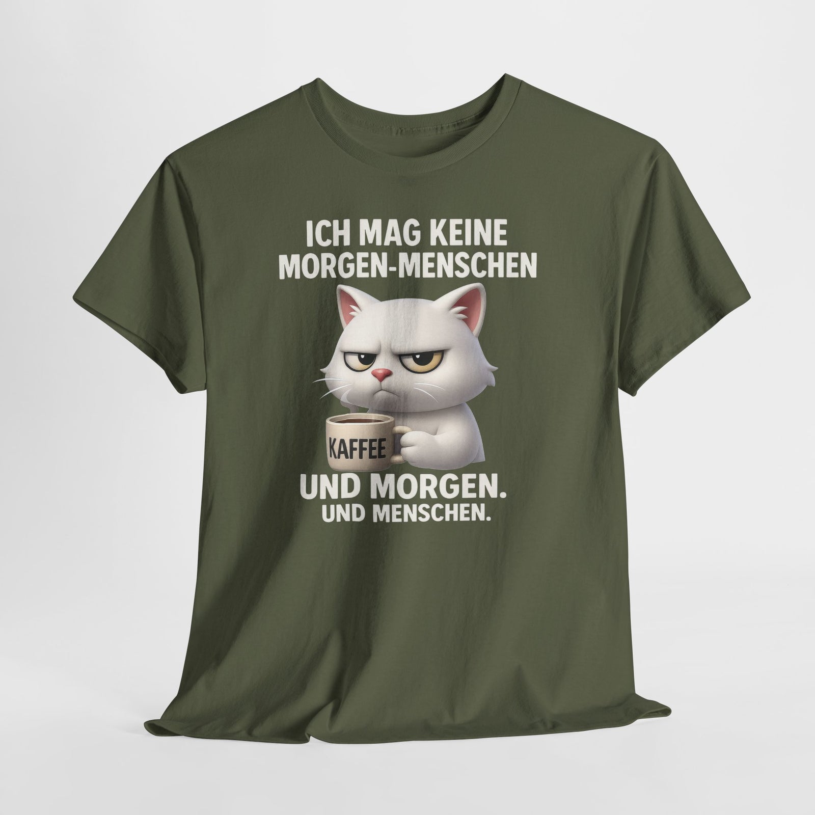 Mürrische Katze Comic Morgenhasser – Lustiges Kaffee Shirt für Morgenmuffel