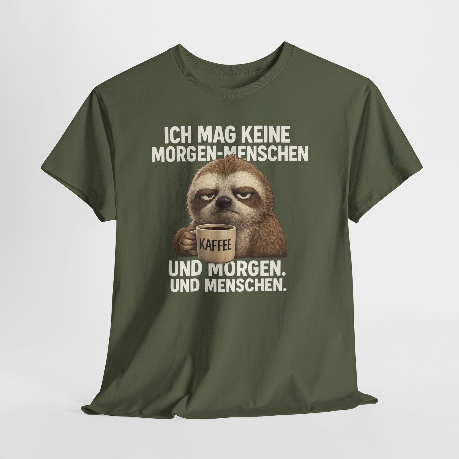 Mürrisches Faultier und Morgenhasser – Lustiges Kaffee Shirt für Morgenmuffel