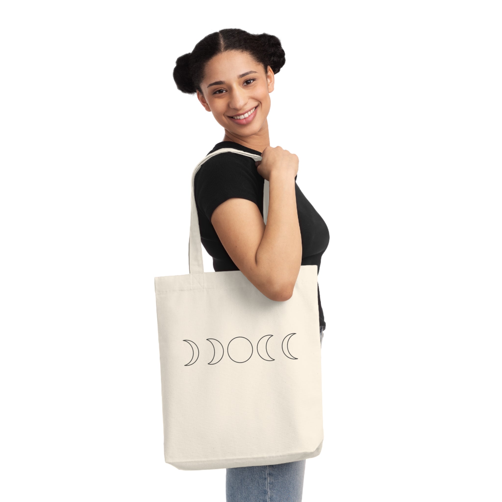 Mondphasen Tragetasche – Minimalistische Stofftasche im Boho Celestial Design