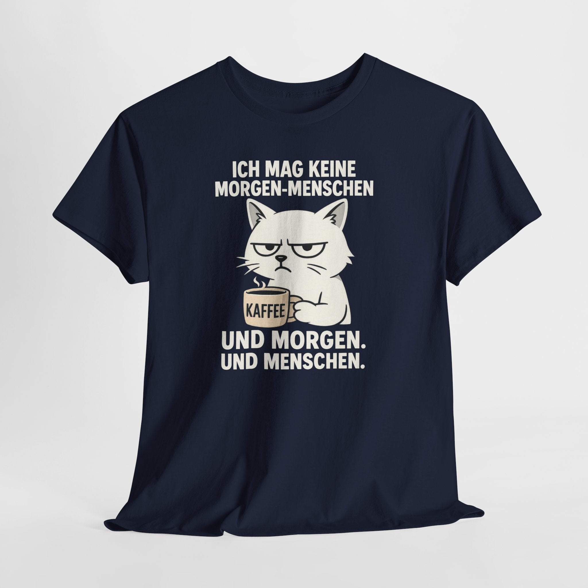 Mürrische Comic Katze und Morgenhasser – Lustiges Kaffee Shirt für Morgenmuffel