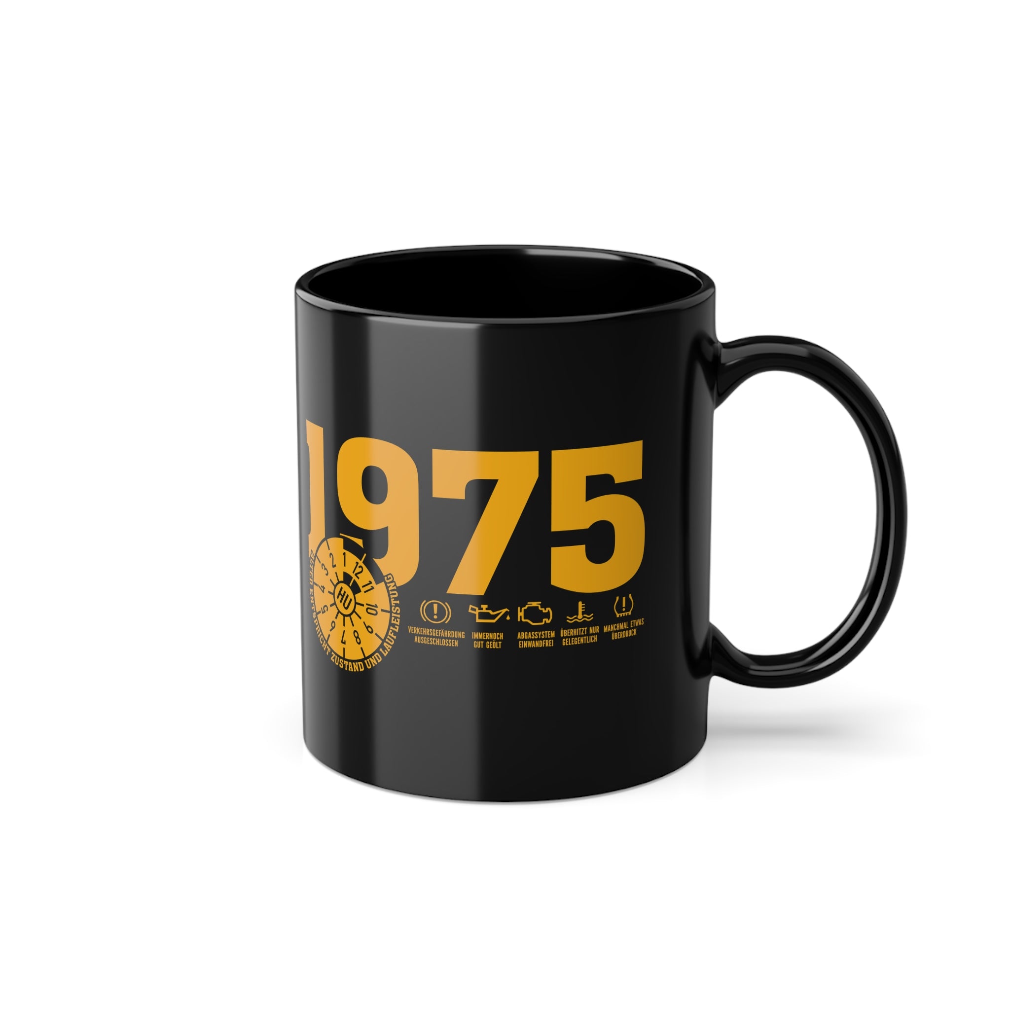 50 Geburtstag Kaffeetasse Jahrgang 1975 – TÜV Stempel - Entspricht Zustand und Laufleistung