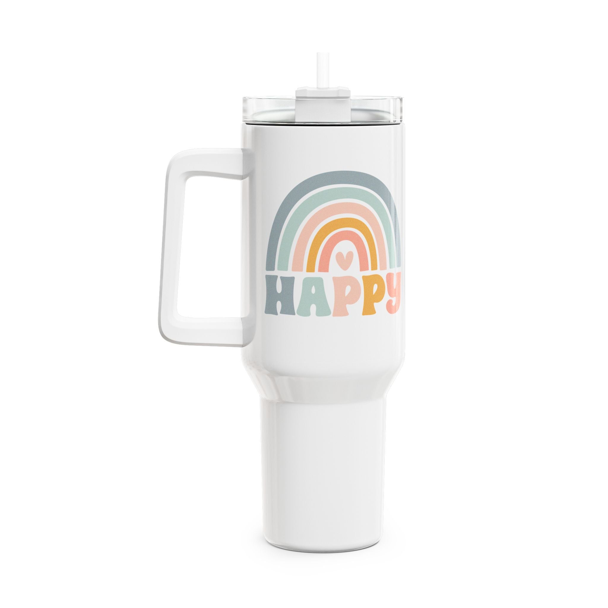 Happy Regenbogen -  70s Hippy Style - Cooles Statement - Thermobecher 1,18 Liter