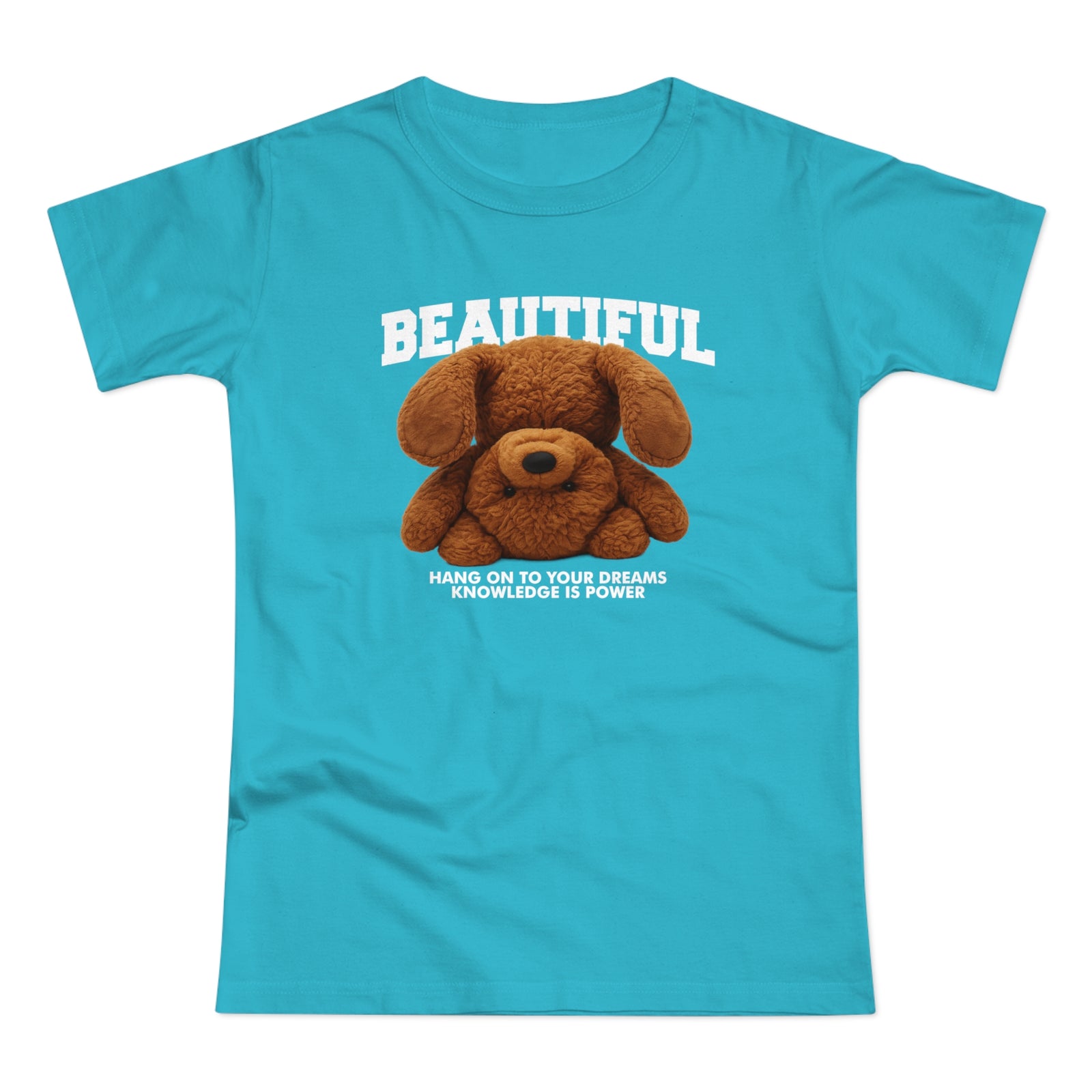 Kopfüber Teddy Bär T-Shirt – Realistisches Plüsch Design - Hang On Your Dreams - Damen Shirt