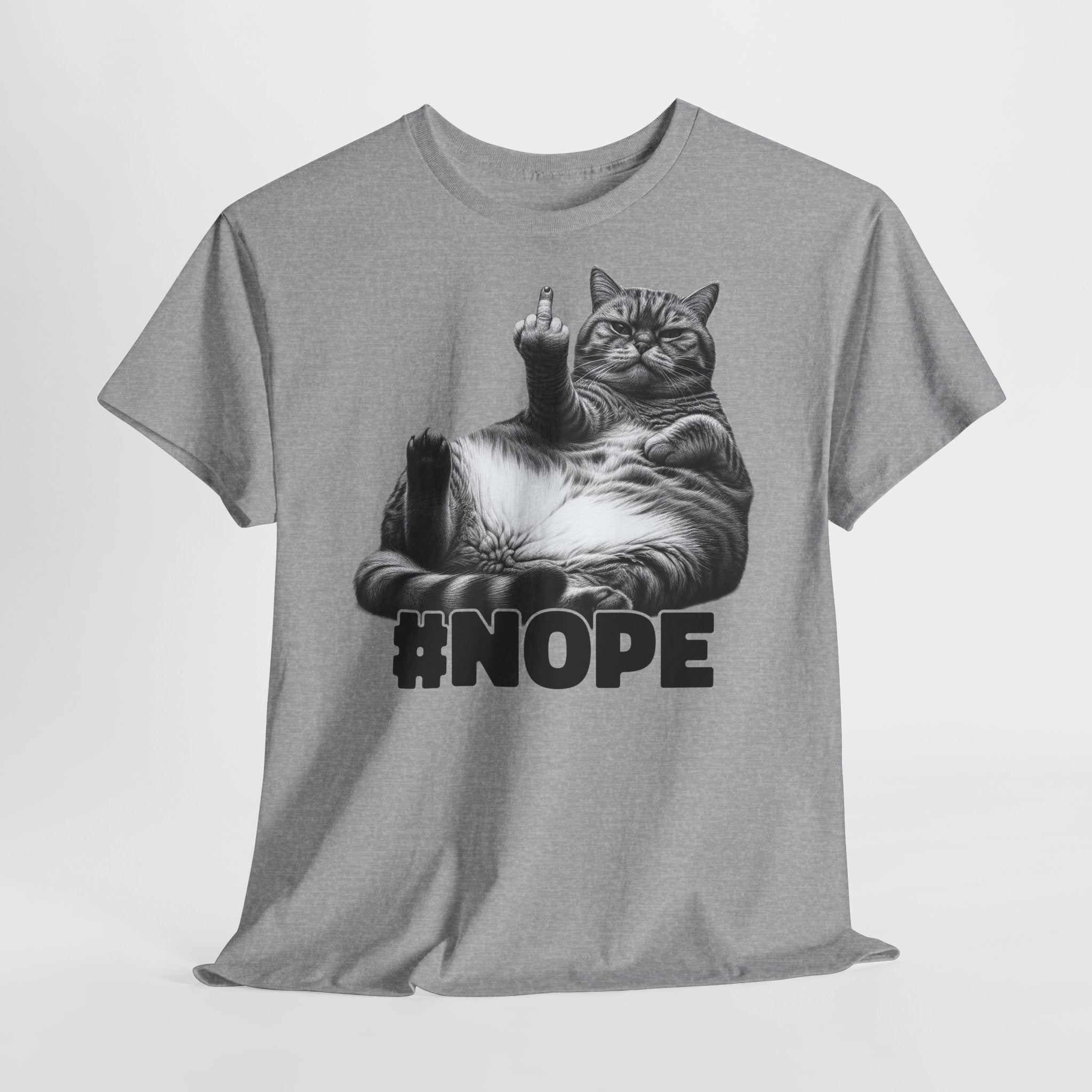 Lustige fette faule Katze mit Mittelfinger - NOPE keine Lust - Lustiges T-Shirt