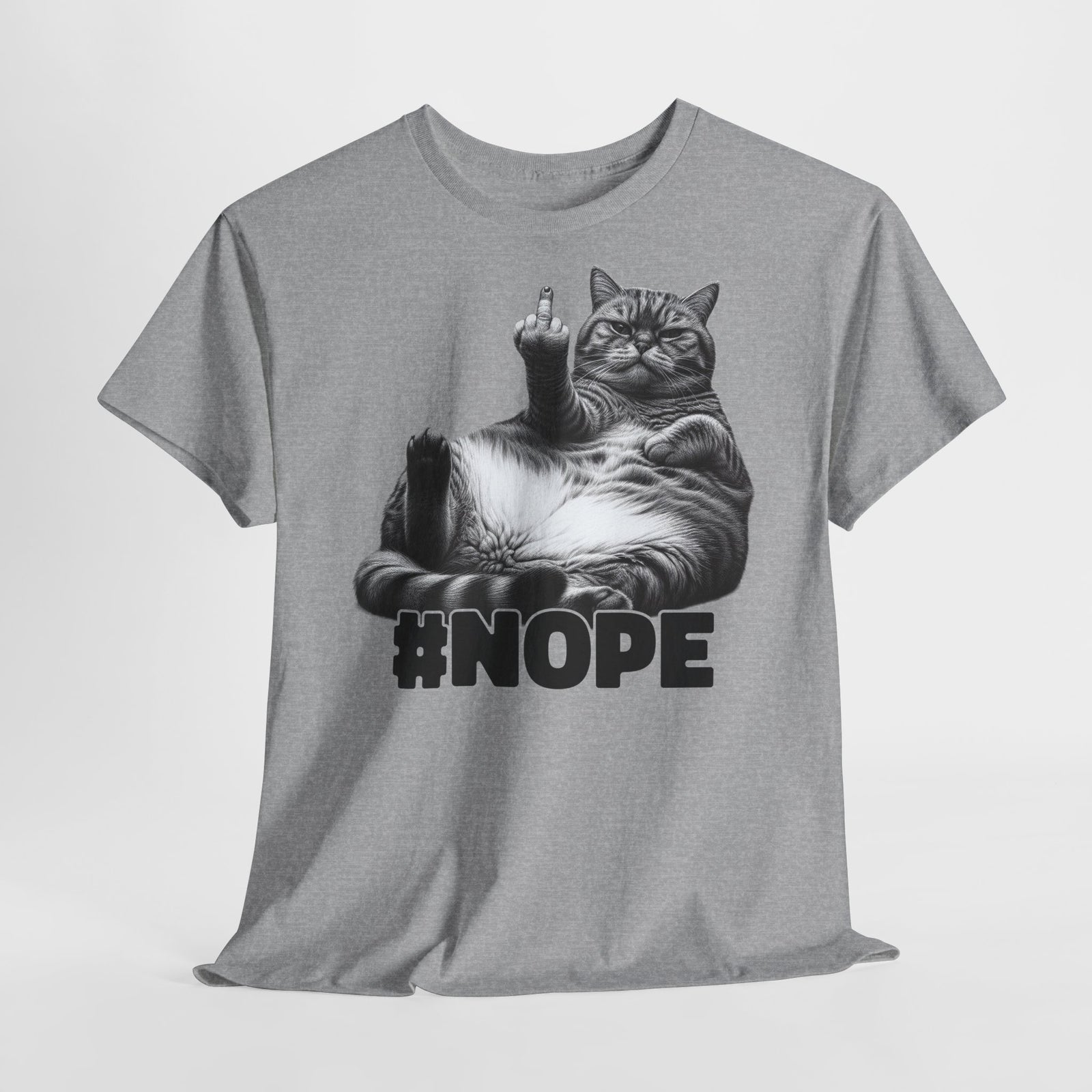 Lustige fette faule Katze mit Mittelfinger - NOPE keine Lust - Lustiges T-Shirt