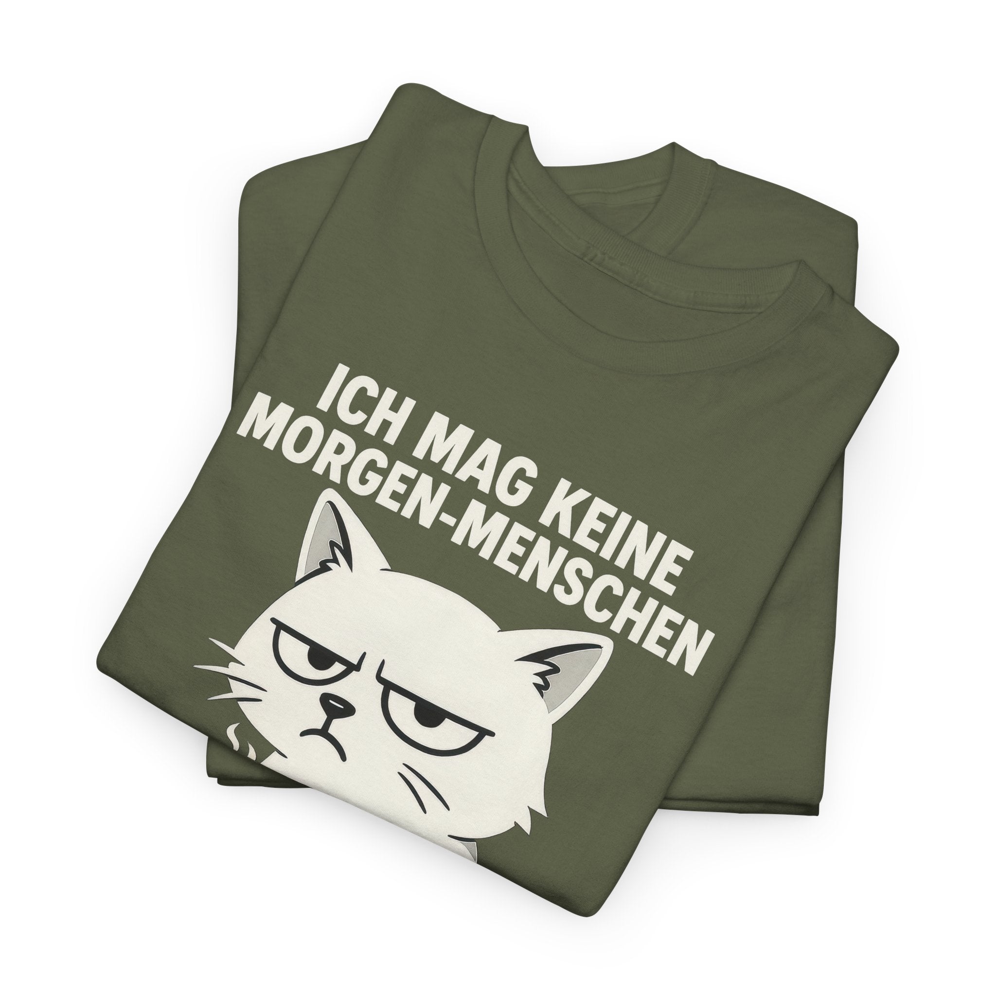 Mürrische Comic Katze und Morgenhasser – Lustiges Kaffee Shirt für Morgenmuffel