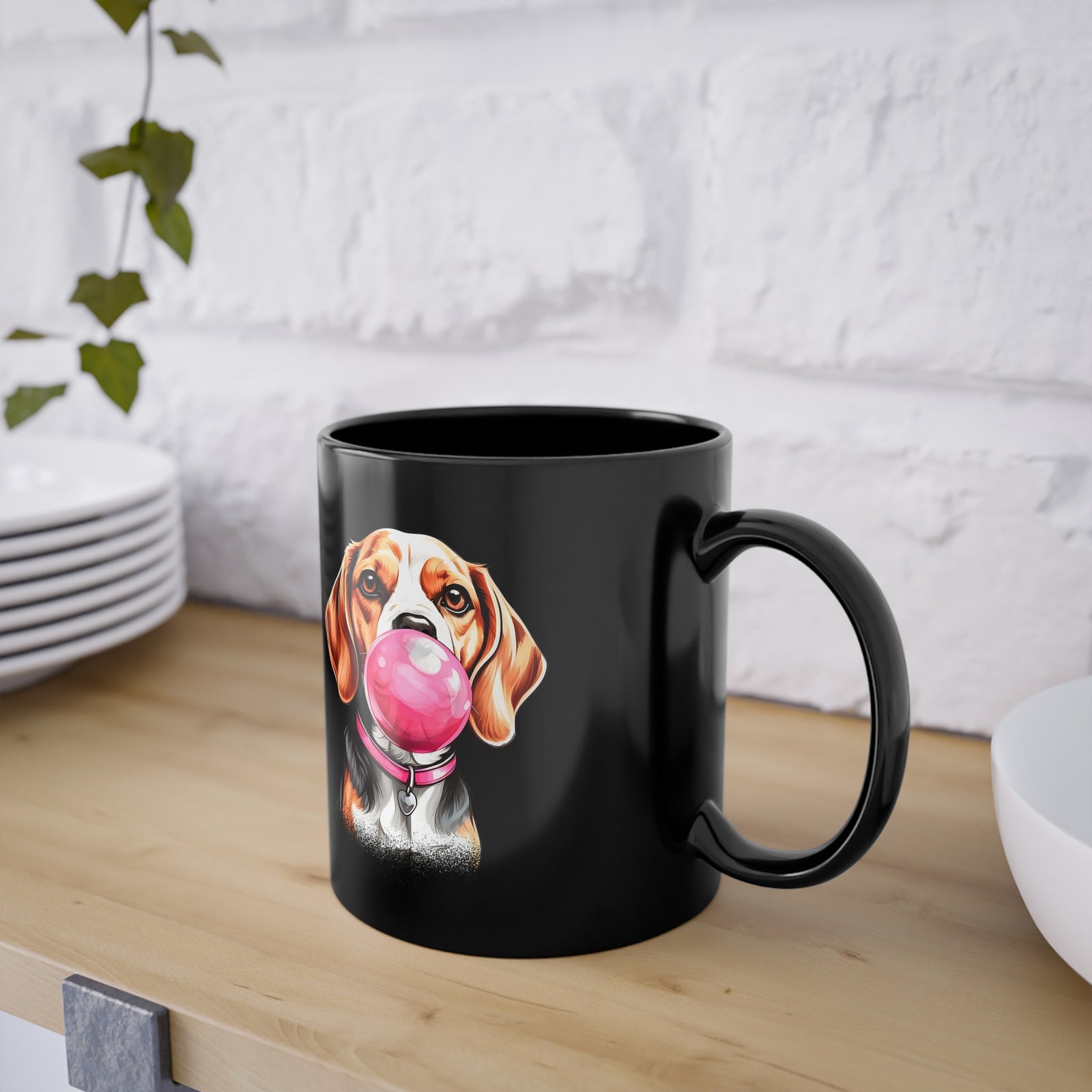 Hundeliebhaber T-Shirt - Lustiger Beagle mit Kaugummi - Beagle Hunde - Witzige Kaffee Tasse