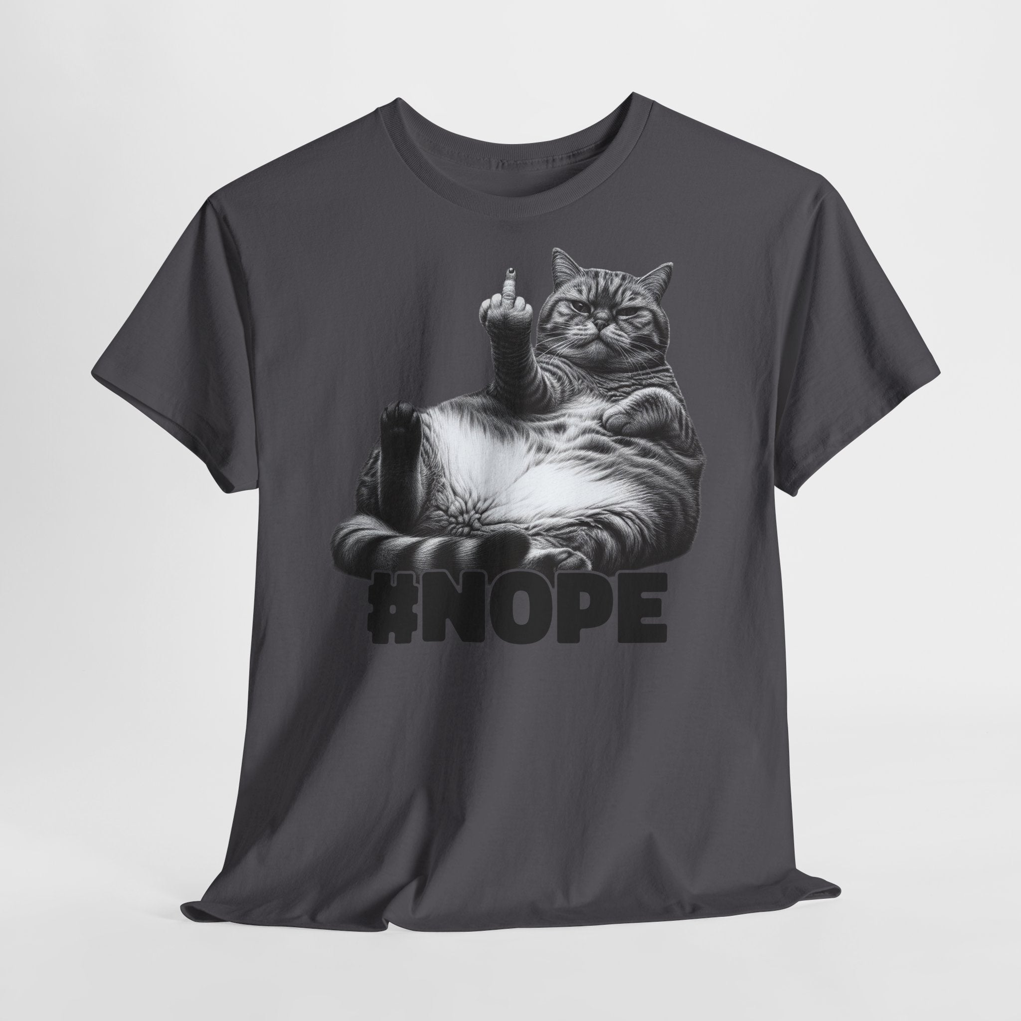 Lustige fette faule Katze mit Mittelfinger - NOPE keine Lust - Lustiges T-Shirt