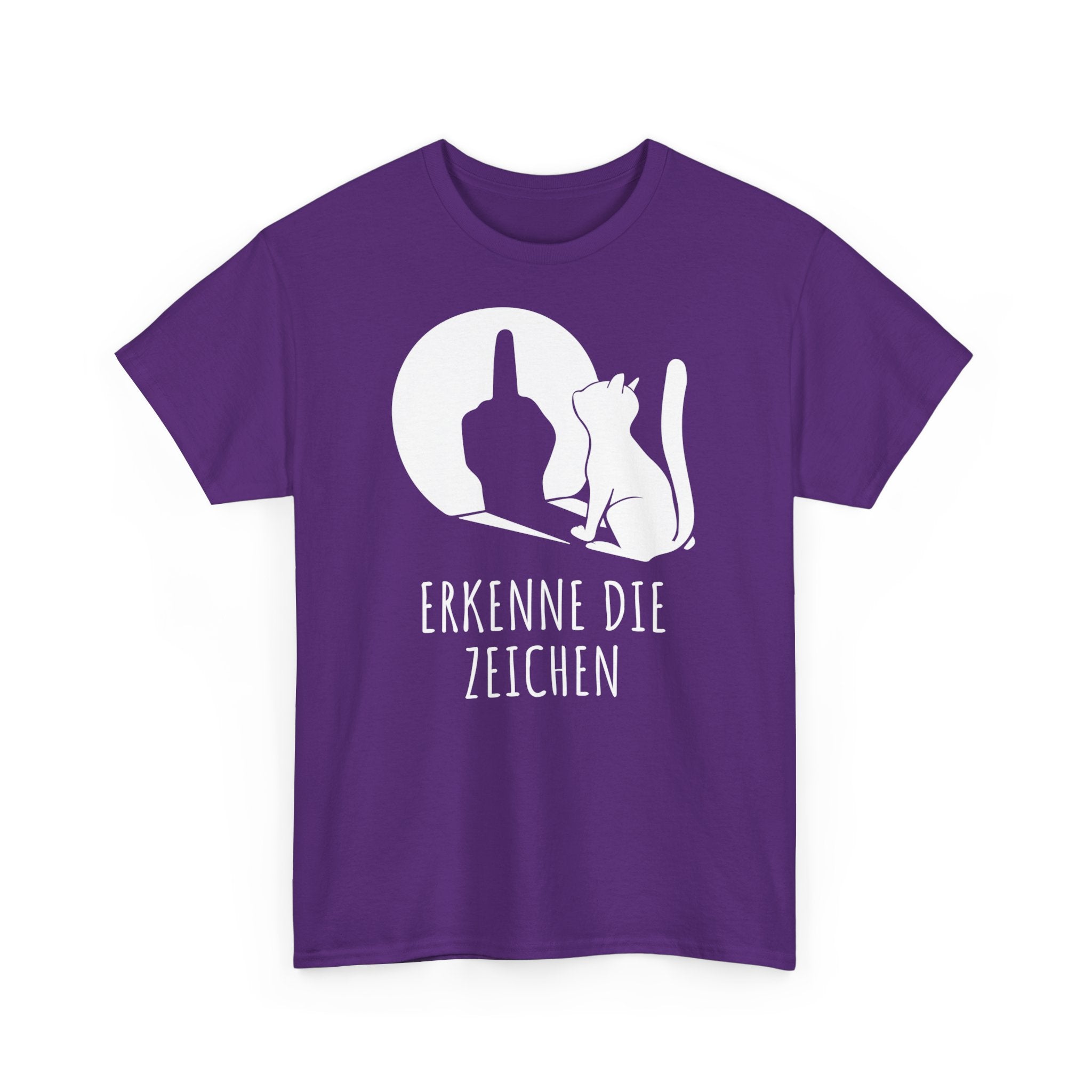 Lustige Katze Schatten Schattenspiel Mittelfinger Erkenne die Zeichen T-Shirt