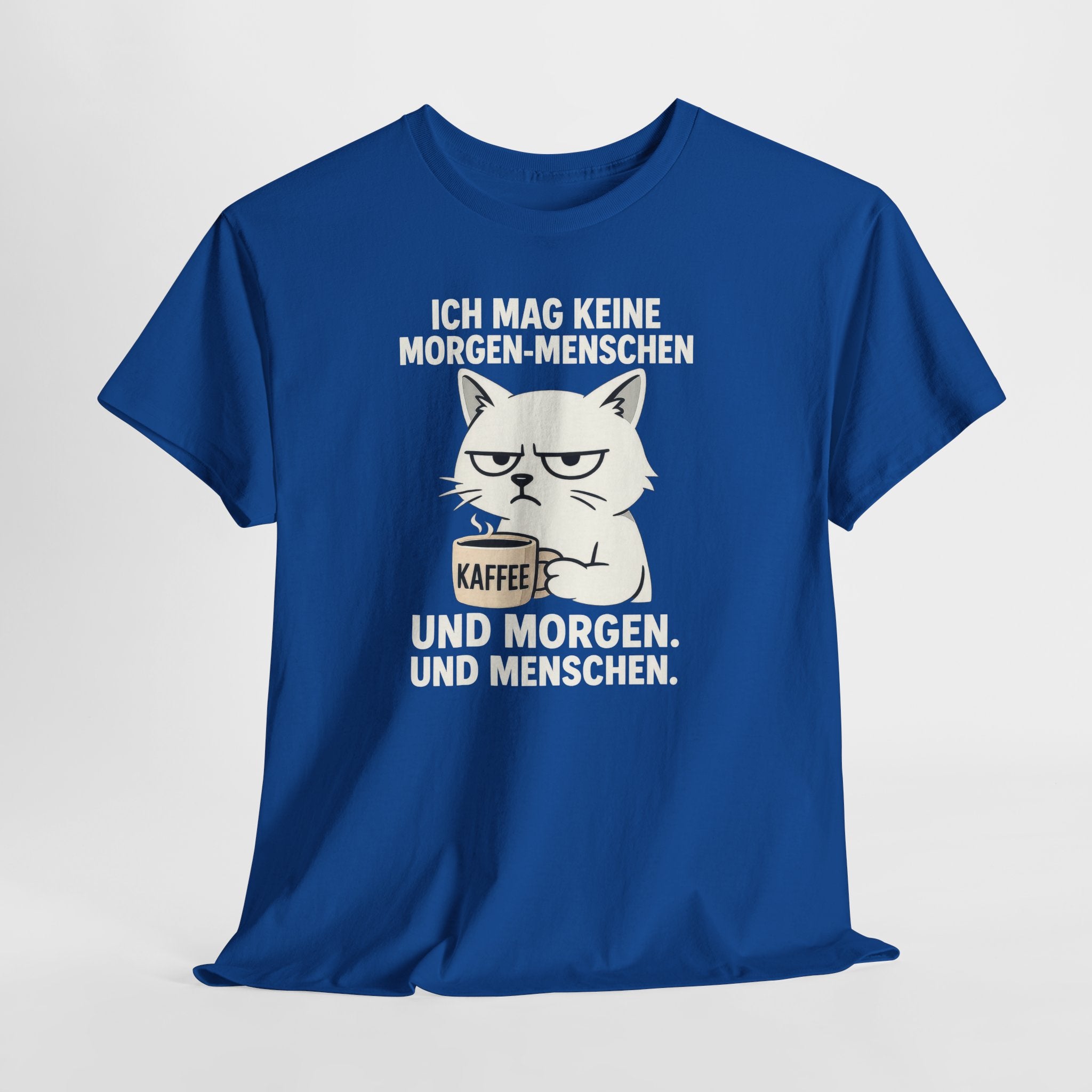 Mürrische Comic Katze und Morgenhasser – Lustiges Kaffee Shirt für Morgenmuffel