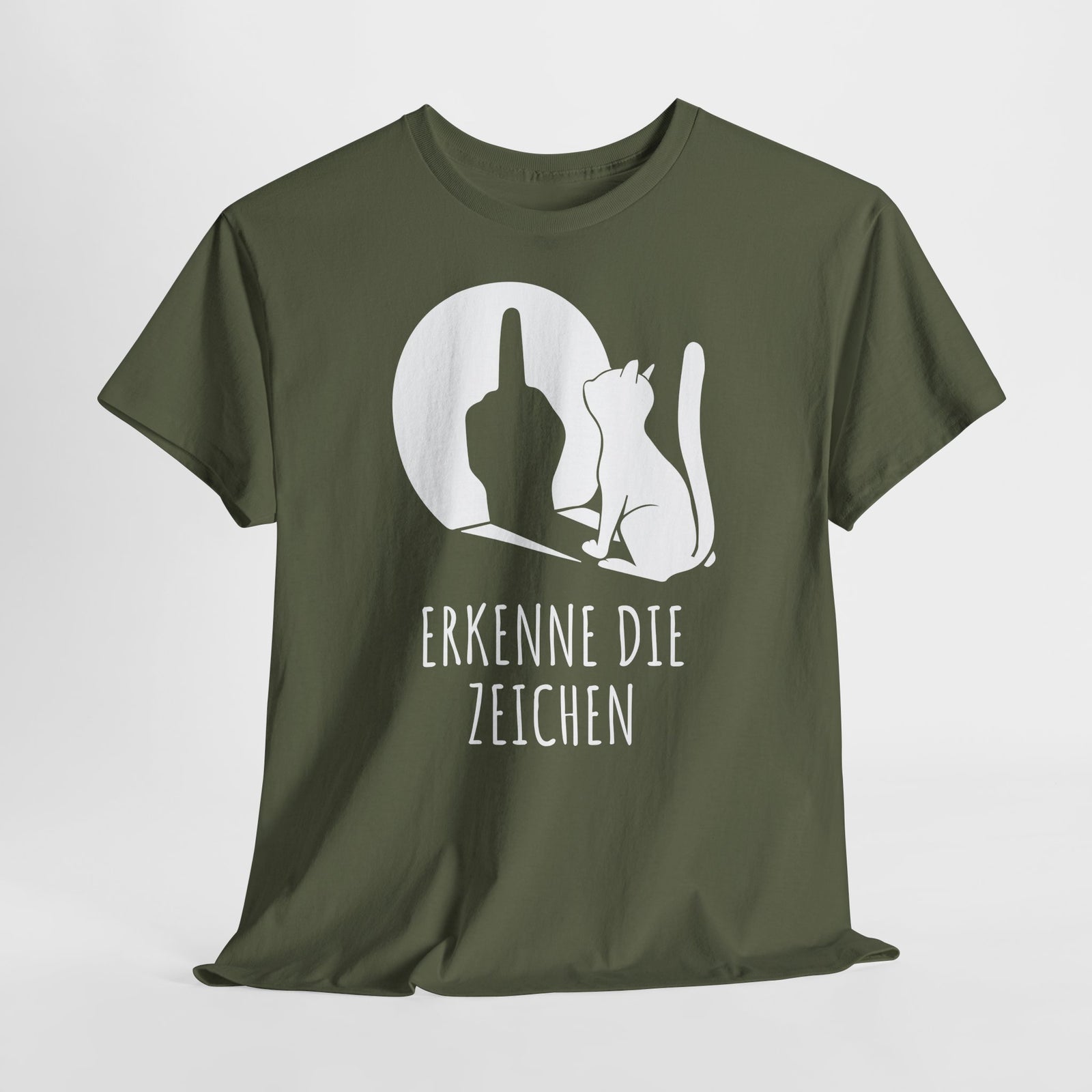 Lustige Katze Schatten Schattenspiel Mittelfinger Erkenne die Zeichen T-Shirt